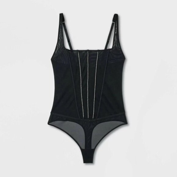 Auden  Women’s black rhinestone lingerie bodysuit size M - Picture 2 of 6